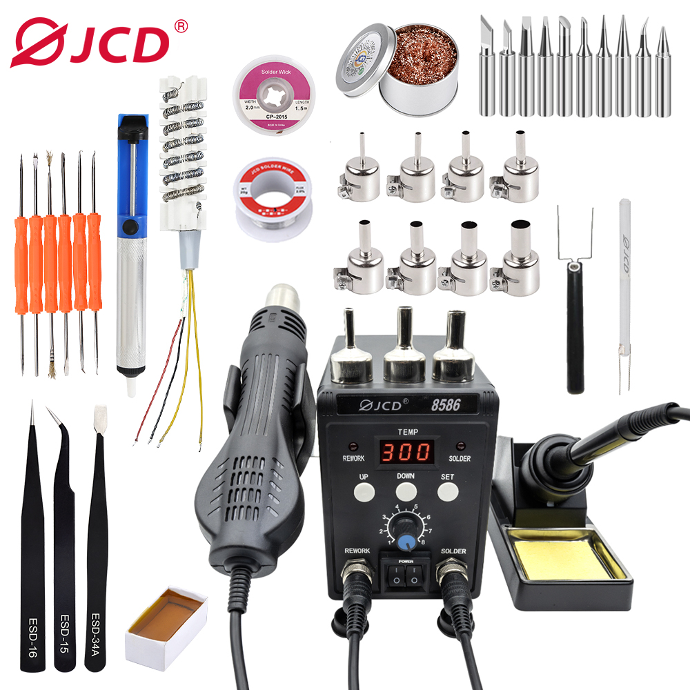 Hot Air Rework Station - JCD 2-in-1 Soldeerstation 8586 LED Digitaal